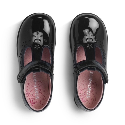 Start-Rite Charlotte, Black patent girls rip-tape school shoes 1791_3