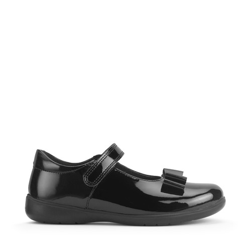Start-Rite Bella, Black patent girls rip-tape bow school shoes 2839_3