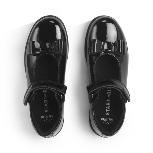 Start-Rite Bella, Black patent girls rip-tape bow school shoes 2839_3