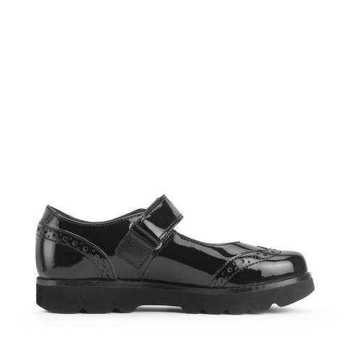 Start-Rite Cosmos, Black patent girls rip-tape school shoes 2835_3