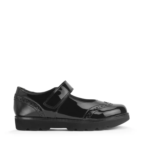 Start-Rite Cosmos, Black patent girls rip-tape school shoes 2835_3