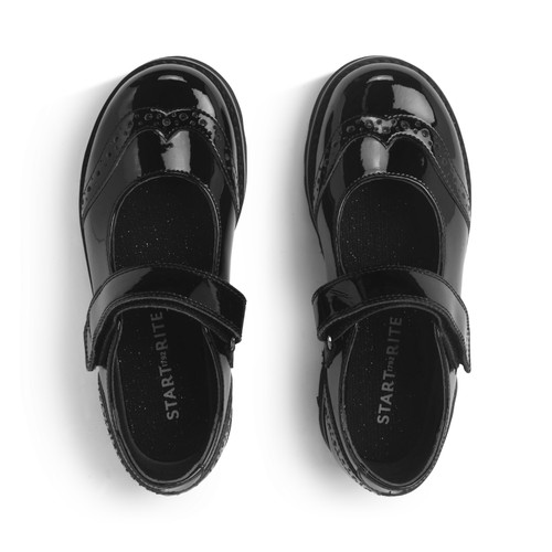Start-Rite Cosmos, Black patent girls rip-tape school shoes 2835_3