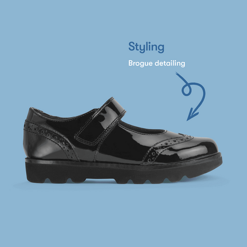 Start-Rite Cosmos, Black patent girls rip-tape school shoes 2835_3