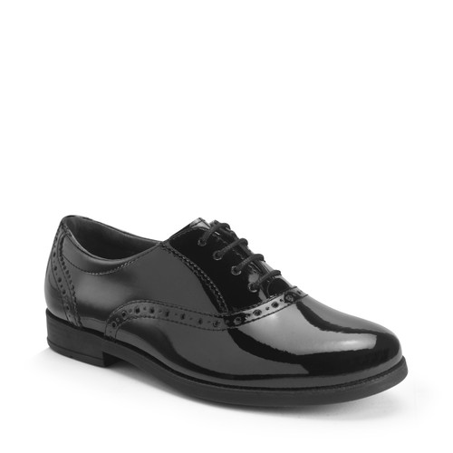 Start-Rite Hermione, Black patent girls lace-up closed school shoes 3540_3