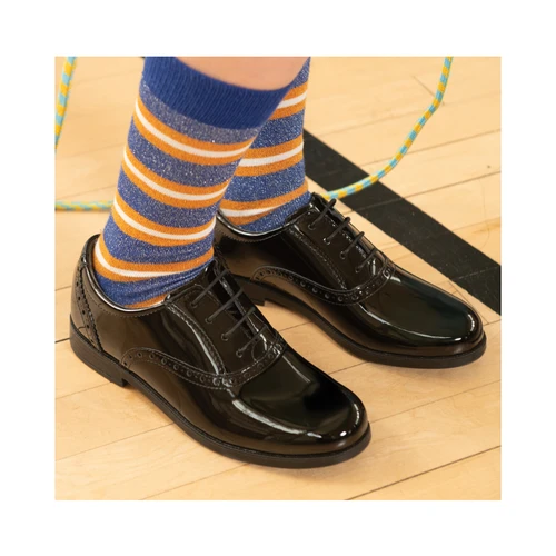 Start-Rite Hermione, Black patent girls lace-up closed school shoes 3540_3