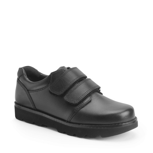 Parker , Black leather boys rip-tape school shoes 2838_7