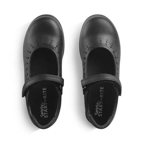 Start-Rite Study, Black leather Simply by Start-Rite girls rip-tape Dual-Fit school shoes 2875_7
