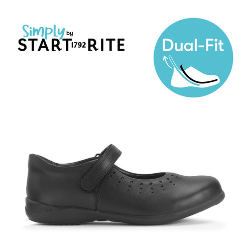 Start-Rite Study, Black leather Simply by Start-Rite girls rip-tape Dual-Fit school shoes 2875_7