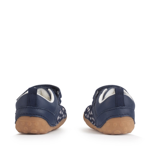 Start-Rite Little Smile, Navy leather/nubuck floral girls rip-tape pre-walkers 0823_19