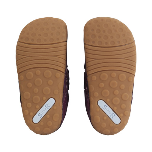 Start-Rite Little Smile, Burgundy leather/nubuck floral girls rip-tape pre-walkers 0823_18