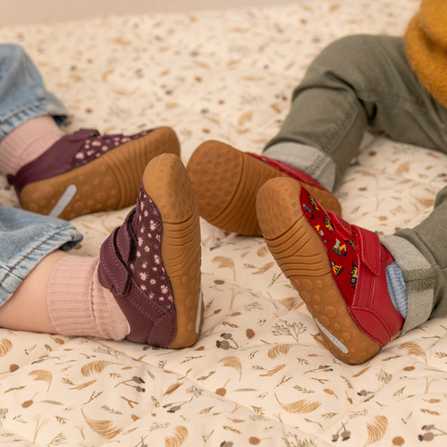 Start-Rite Little Smile, Burgundy leather/nubuck floral girls rip-tape pre-walkers 0823_18