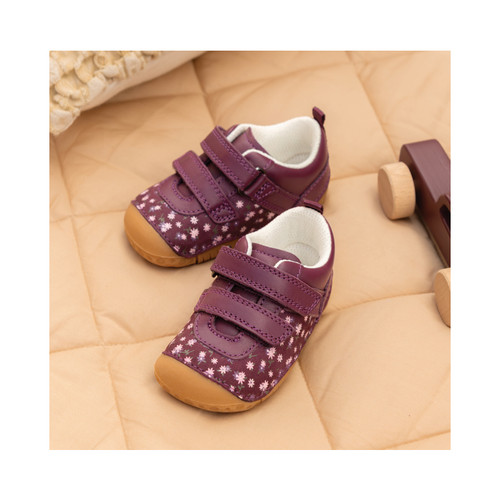 Start-Rite Little Smile, Burgundy leather/nubuck floral girls rip-tape pre-walkers 0823_18