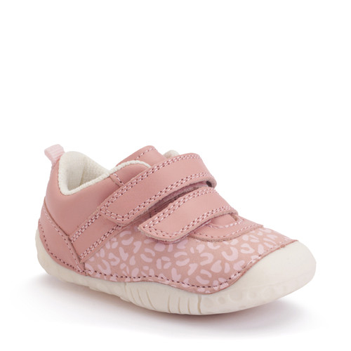 Start-Rite Little Smile, Dusky pink leather/nubuck leopard girls rip-tape pre-walkers 0823_26