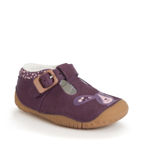 Start-Rite Little Paws, Burgundy nubuck/leather bunny girls T-bar buckle pre-walking shoes 0825_18