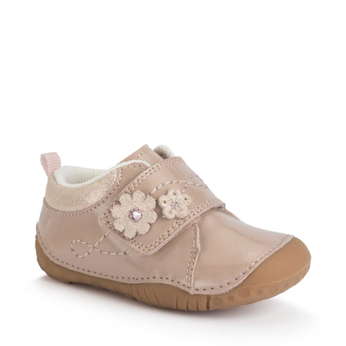 Start-Rite Lila, Taupe patent girls closed rip-tape pre-walkers 0846_4