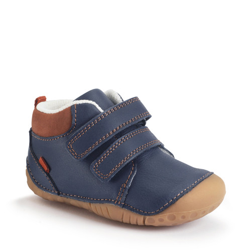 Start-Rite Pip, Navy blue leather baby rip-tape closed pre-walker booties 0849_9