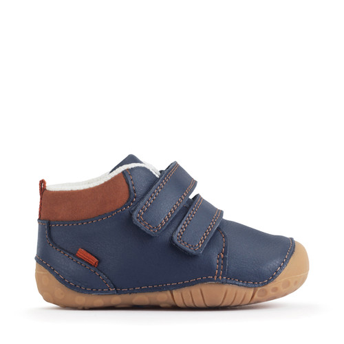 Start-Rite Pip, Navy blue leather baby rip-tape closed pre-walker booties 0849_9