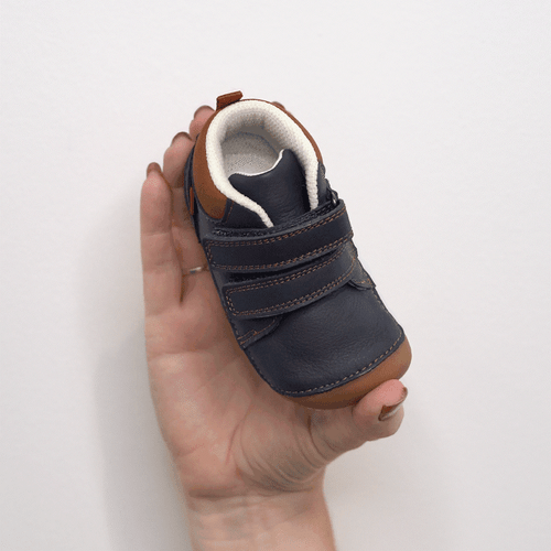 Start-Rite Pip, Tan leather baby rip-tape closed pre-walker booties 0849_0