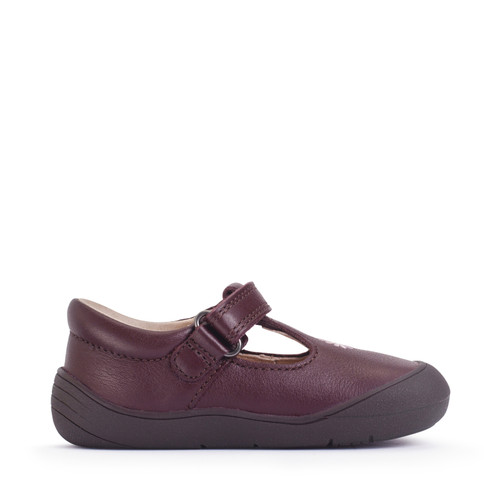 Start-Rite Floret, Burgundy leather girls daisy riptape first walking shoes 0840_8