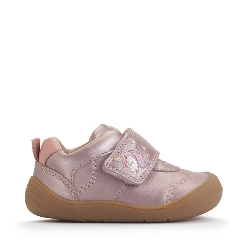 Start-Rite Moonbeam, Blush pearlised leather rip-tape girls unicorn first walking shoes 0853_5