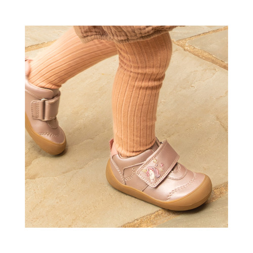 Start-Rite Moonbeam, Blush pearlised leather rip-tape girls unicorn first walking shoes 0853_5