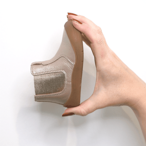 Start-Rite Little Chelsea, Taupe pearlised leather girls zip-up first boots 0856_5