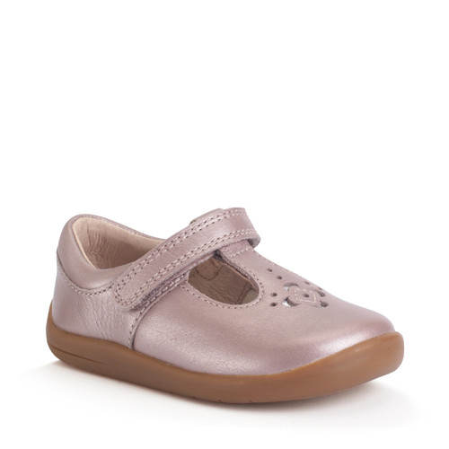 Start-Rite Eternal, Blush pearlised leather girls rip-tape T-bar first walking shoes 0850_5