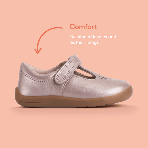 Start-Rite Eternal, Blush pearlised leather girls rip-tape T-bar first walking shoes 0850_5