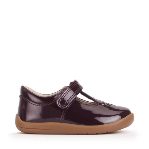 Start-Rite Puzzle, Burgundy patent girls rip-tape T-bar first walking shoes 0779_28