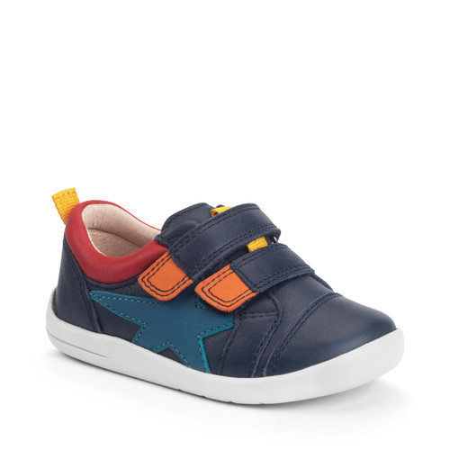 Start-Rite Playhouse Star, Navy/multi leather rip-tape first walking shoes 0854_19