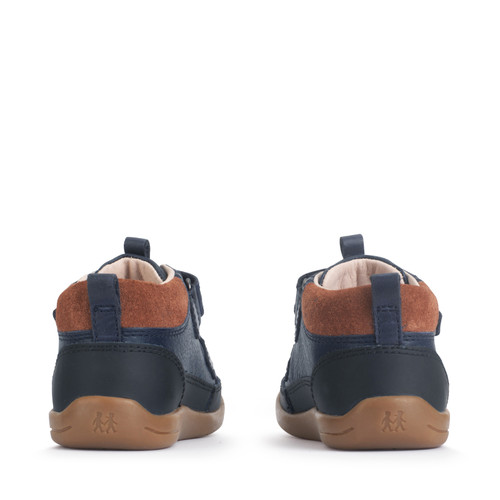 Start-Rite Rove, Navy leather kids rip-tape first casual boots 0857_19