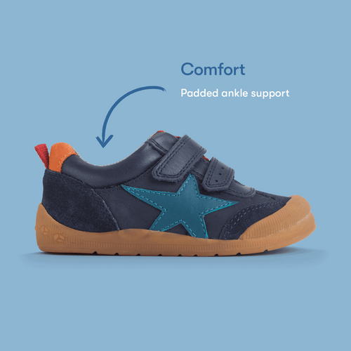 Start-Rite Tickle Star, Navy leather rip-tape pre-school casual shoes 1761_9
