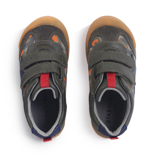 Start-Rite Tickle Star, Dark green leather/nubuck camo rip-tape pre-school casual shoes 1761_5