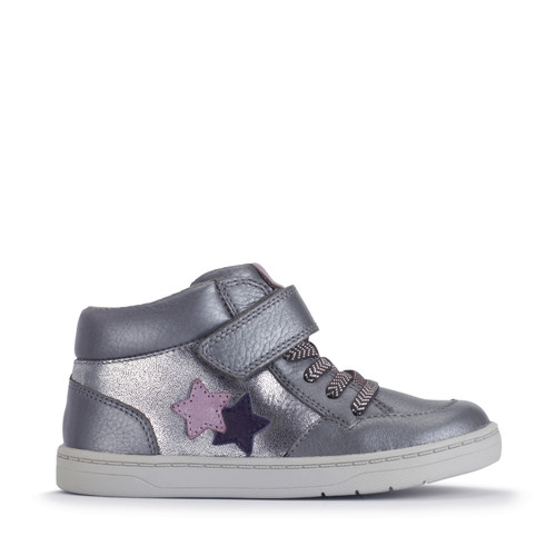 Start-Rite Orbit Star, Slate grey pearlised leather girls rip-tape casual boots 1765_4