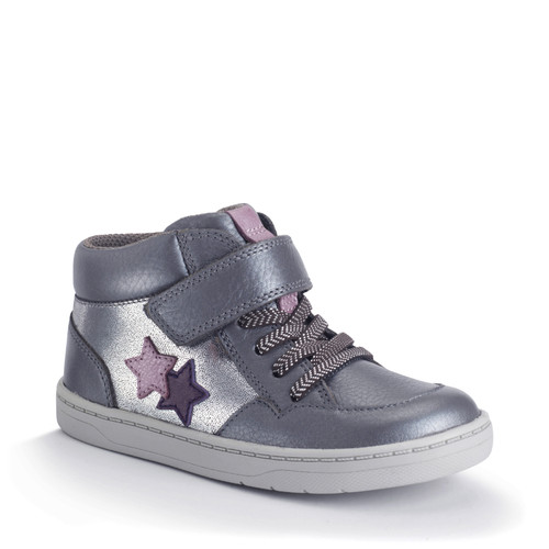 Start-Rite Orbit Star, Slate grey pearlised leather girls rip-tape casual boots 1765_4