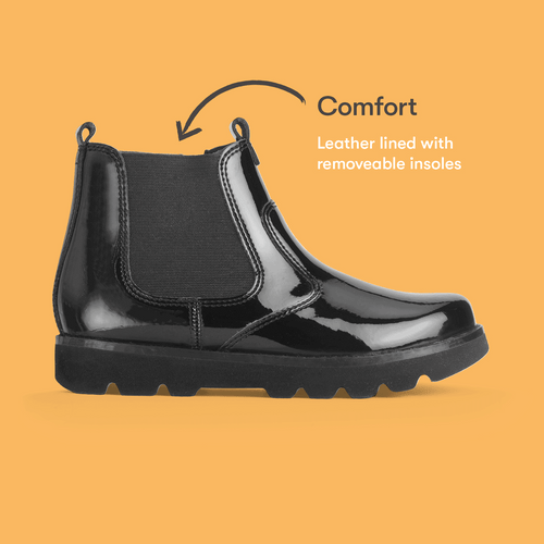 Start-Rite Carnaby, Black patent girls slip-on boots 1763_3