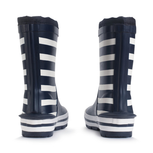 Start-Rite Little Puddle, Navy white stripe slip on waterproof wellies 9931_19