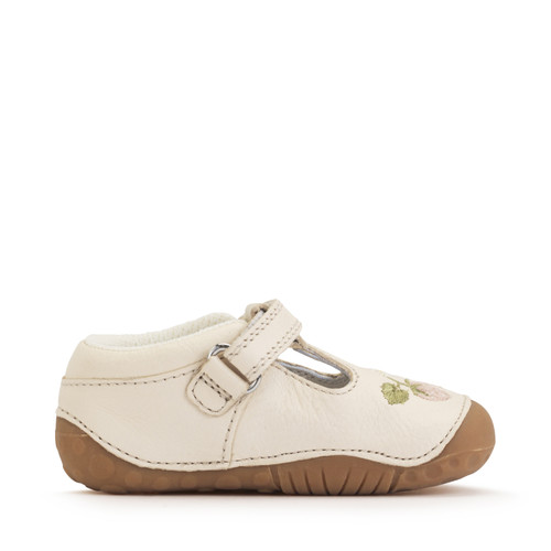Start-Rite Squish, Cream leather girls t-bar pre-walker shoes 0858_4