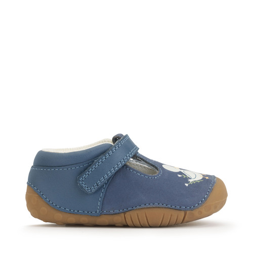 Start-Rite Squish, Denim blue nubuck/leather babies T-bar pre-walker shoes 0858_2