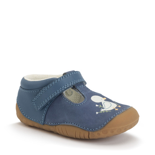 Start-Rite Squish, Denim blue nubuck/leather babies T-bar pre-walker shoes 0858_2