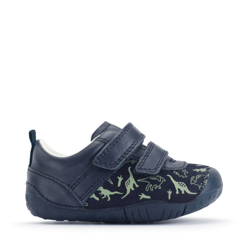 Start-Rite Shoes Roar, Roar navy dino nubuck/leather rip-tape baby pre-walkers