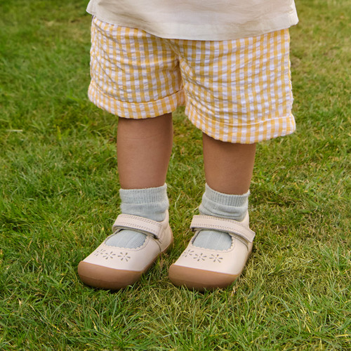 Start-Rite Eva, Cream leather girls rip-tape floral first walking shoes 0841_4