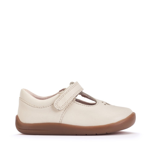 Start-Rite Eternal, Cream leather girls rip-tape T-bar first walking shoes 0850_14