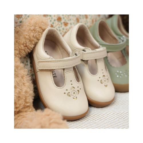 Start-Rite Eternal, Cream leather girls rip-tape T-bar first walking shoes 0850_14