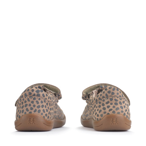 Start-Rite Eternal, Taupe nubuck/splash girls rip-tape T-bar first walking shoes 0850_4