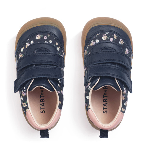 Start-Rite Duel, Navy floral nubuck/leather casual rip-tape first walking trainers 0851_19
