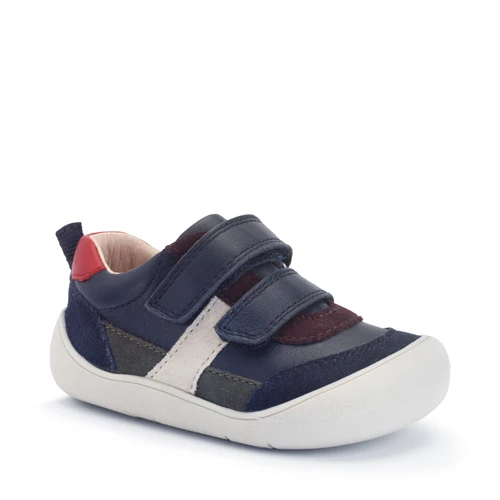 Start-Rite Duel, Navy/multi leather casual rip-tape first walking trainers 0851_9