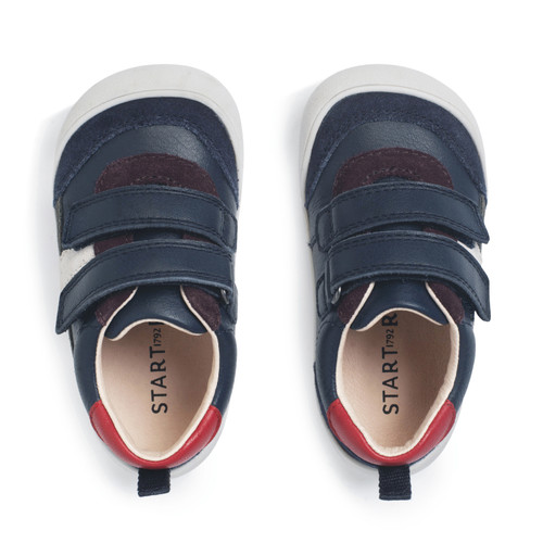 Start-Rite Duel, Navy/multi leather casual rip-tape first walking trainers 0851_9