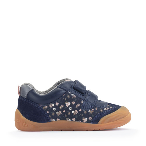 Start-Rite Tickle Star, Navy leather/floral nubuck rip-tape girls pre-school casual shoes 1761_19