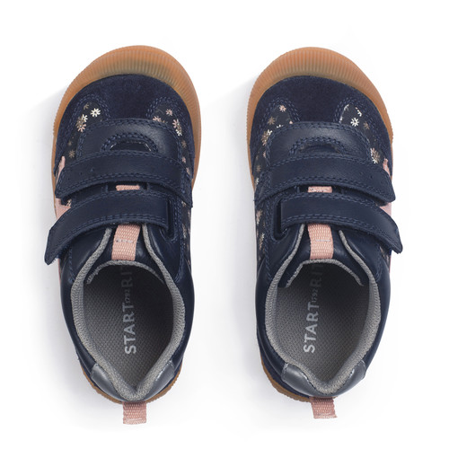 Start-Rite Tickle Star, Navy leather/floral nubuck rip-tape girls pre-school casual shoes 1761_19